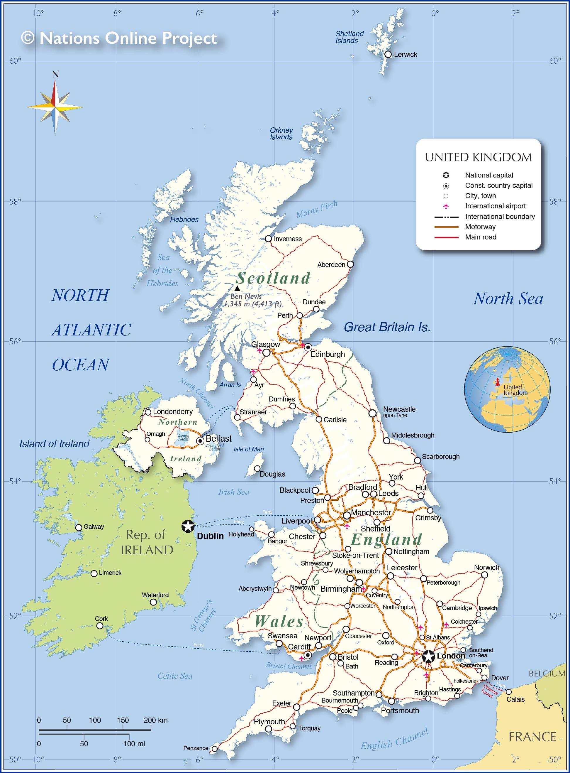 Regno Unito (uk) Mappa 